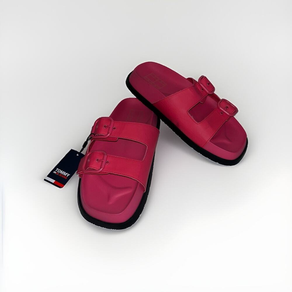 Tommy Jeans Fancy Sandal Hot Pink Double Buckle Slides Size 9.5 Men's